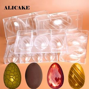 Happy Easter Egg Chocolate Mold Polycarbonate Mould Plastic Cracked Smooth Festival Decation Baking Bakery Tools Y200612215B