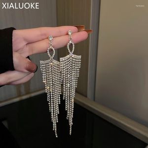 Dangle żyrandol Long Tassel okrągły kwadratowy kryształowe kolczyki dla kobiet vintage hiperbolowe geometryczne dhinestone Party Jewelrydangle Farl