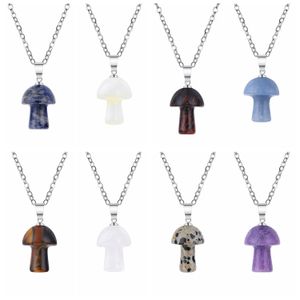 Paddestoel Ketting Voor Vrouwen Mannen Natuurlijke Genezing Chakra Quartz Crystal Rock Charm Hanger Choker Sieraden