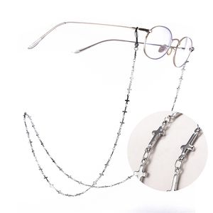 Edelstahl Kreuz Sonnenbrille Kette Lesebrille Riemen Gothic Brillen Kordel Brillen Hals Seil Geschenk für Frauen Männer 220615