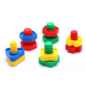 Set schroef bouwstenen Montessori D Puzzle Game Scale Modellen Onderwijs Plastic nootvorm Speelgoed voor baby J220607