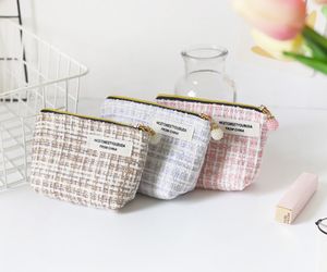 60pcs Coin Purses Women Cotton Stripes Square Zipper Short Wallet