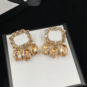 Designer Earrings Dangles Gold Charm Earrings for Woman Diamond Shape Earring Fashion Jewelry Supply