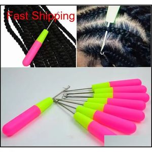 Agulhas de gancho crochet trança agulha penas de penas de cabelo ferramentas de peruca threader tricô cabelo para instalar trançamento