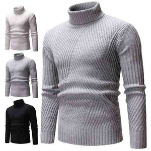 Sweater simples de manga longa com nervuras de malha de malha de malha de malha de coloração sólida Men suéteres para o outono inverno L220730