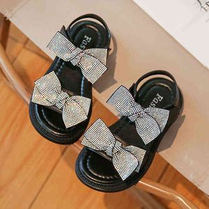 Buty dla dzieci do dziewcząt sandały 2022 Summer Mała Dziewczyna Bow Księżniczki Buty moda jasne diamentowe dziewczyny