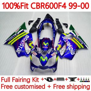 Honda CBR 600 F4 F4 CBR 600 CBR için Kalıp Gövdesi 1999-2000 gövdeli 136NO.94% 100 Fit CBR600F4 CBR600 F4 99 00 CBR600FS 1999 2000 OEM Kaplama Kiti Movistar Mavi