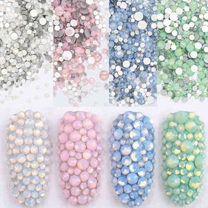 5gram Blandad storlek SS3-SS30 Blå / Grön / Rosa / Vit Opal 3D Crystal Nails Art Rhinestone, Flatback Glas Nail Art Decoration Y220408