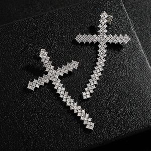 Micro Pave Kreuz Ohrringe Iced Out Zirkonia Ohrhänger Silber Farbe Schmuck Verlobungsgeschenk/Braut Hochzeitsgeschenk