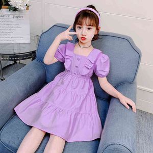 Girls Dress Summer Kids Clothes New Doll Collar Cotton Dress Middle School Children Princess Dress 2 4 5 6 7 8 9 10 12 Years Old G220518