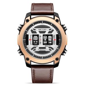 2142 Personalizza orologi al quarzo da uomo all'ingrosso Moda Sport Multifunzionale Dual Time 30M Impermeabile Business Round Orologio da polso in pelle luminosa