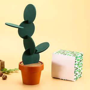 Cute Creative Coaster Mat Cactus Potted Plants Shape Cup Mat Heat Insulation Pad Table Decoration Kitchen Accessories