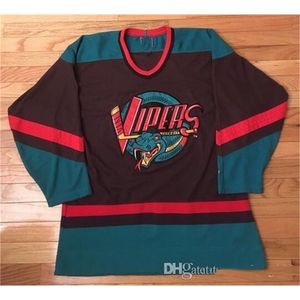 Nikivip tamanho xxs-6xl Retro vintage Detroit Vipers IHL Vintage Starter Hockey Jersey Borderyer Stitched Personalize qualquer número e nome