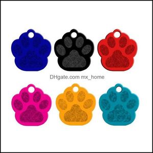 Moda Paw Kształt Pet ID Tag Nazwa psa Adres Anti-Lost Puppy Kitten Aluminium Stop Biżuteria Za5425 Drop Dostawa 2021 Obroże Suche Sup