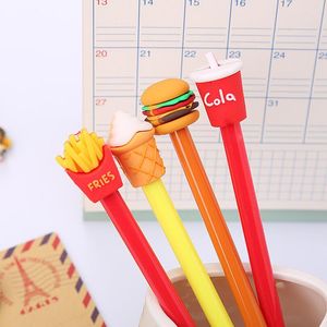 Gelpennor kreativa 0,5 mm penska realistiska pommes frites cola burger glass svart signatur student kontor stationer stationer tillbehörsgel