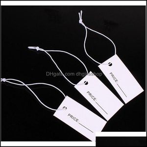 1000Pcs Cm One Side Printed White Paper Price Tags With Elastic String Hang Label For Jewelry Krkkx Drop Delivery Tags Card Pac