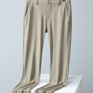 Summer Breattable Pants Män sträckt nylon Silkkylning Slim Chinos manlig affär Casual rak långa byxor 220712