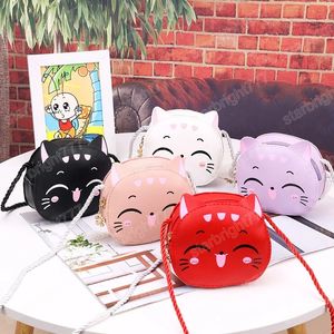 Cute Children Girls' Crossbody Bag Cartoon Cat Princess Small Shoulder Bags PU Leather Boys Kids Coin Purse Handbags Wallet