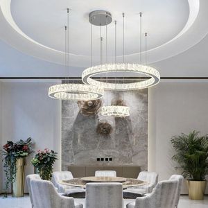 Kolye lambaları kristal yüzük 3/4 LED avize oturma odası yemek çalışma yatak odası ticari tesisler dekoratif lamba