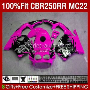 Injection Body For HONDA Pink Black CBR250 CBR 250RR 250 RR CC 131No.160 CBR250RR MC22 90 91 92 93 94 95 96 97 98 99 250CC 1990 1991 1992 1993 1996 1997 1998 1999 Fairing