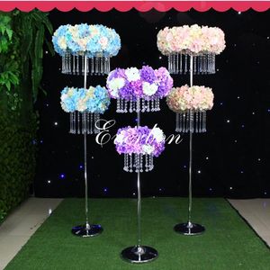 Decoração de festa 8pcs/lote 130-220cm Ajuste de altura Disponível disponível Cristal de cristal Cristal Pillar Flower Stand para centraltepeparty