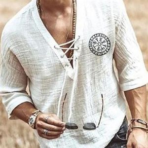 Camiseta branca masculina Top Top Casual Blouse Man Blusa Camisas de linho de algodão curta Men Men Logo Baggy Shirt Silk Chemise