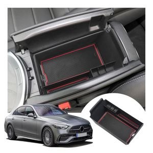 Organizador de carros LFOTPP Caixa de armazenamento de braço para C-Klasse W206 2022 Controle Central Recipiente Auto Interior Arrmante Acessórios Vermelho