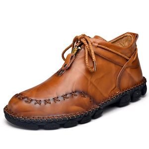 Winterstiefel für Herren aus echtem Leder, hochwertiger warmer Schneemode-Stiefel