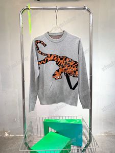 22SS Erkek Kadın Tasarımcıları Sweatts Lüks Leopar Mektubu Adam Paris Street Uzun Kollu Gri Siyah Beyaz S-2XL