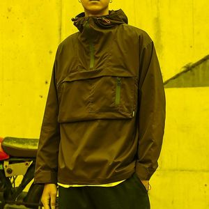 남성 자켓 가을 Techwear 자켓 남성 얇은 후드 윈드 브레이커 방수 패브릭 운동 코트 패션 스트리트 빅 포켓 아우터 탑 Mal