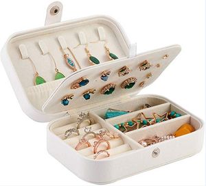 Portabel PU -lädersmycken Box Travel Organizer Display Storage Case Holder For Rings Earrings Halsband Tillbehör Förpackning för kvinnors flickor använder