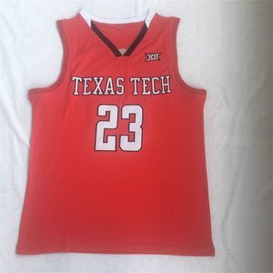 XFLSPカレッジバスケットボール23 Jarrett Culver Ncaa Texas Tech Stitched Mens Jerseys Size S-2XLホワイトレッドブラック最高品質