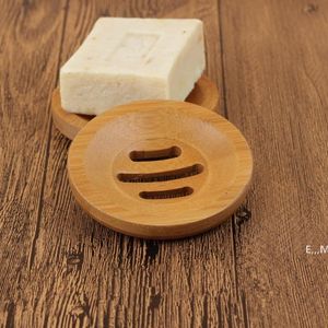 Rund bambu tvålrätt Miljövänlig naturlig handgjord tvålbox Mini badrumshållare 8.2 * 1.3cm GCB15001