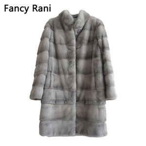 Real Natural Mink Fur Coat Women Women Winter Mink para casaco de pele de pele de pele destacável Manga de roupa ajustável comprimento personalizado 201103