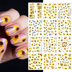 Stickers & Decals 12pcs Spring Flower For Nails Sunflowers Water Transfer DIY Leaf Nail Art Watermark Manicure Design GLA1633-1644 Prud22