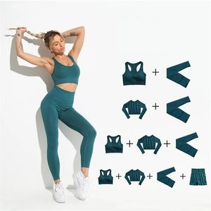 Seamless Yoga Set Women Sport Workout Clothes for Sportswear Outfit Gym Clothing Suit Conjunto Deportivo Mujer 220326