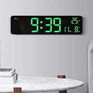 Wall Clocks Digital Clock With Date And Temperature Display LED Hanging USB  Powered Electronic Desktop For BedroomWallWall