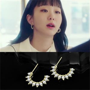 Korean drama Li Tai Yuan class Jin Duomei same earrings for women Ding ring Rococo Earrings Sweet girl New Arrival