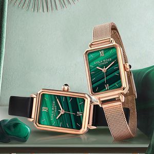 Wristwatches Luxury Malachite Dial Watches For Women Lady Quartz Square Digital Leather Strap Wrist Clock Waterproof Watch GiftWristwatches