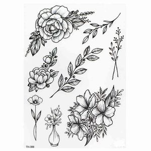 NXY Tymczasowy Tatuaż Wodoodporna Naklejka Lotus Rose Wzór Water Transfer Water Flower Body Body Art Fałszywy Tatoo 0330