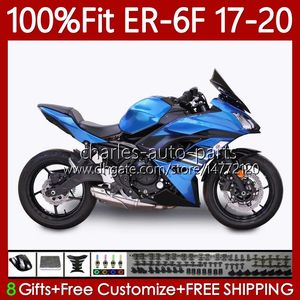 Carenature OEM per KAWASAKI NINJA 650R ER6 F ER 6F 650 R ER-6F ER6F Blu di fabbrica 17 18 19 20 Carrozzeria 137No.58 ER6-F 2017 2018 2019 2020 650-R 2017-2020 Kit corpo stampo ad iniezione