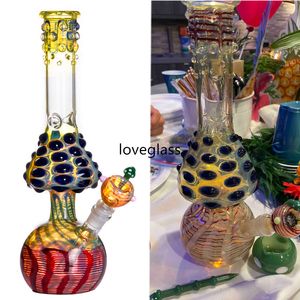 13.4inchs Mushroom Glass Bongs Water Pipes Hookahs Beaker Base Dab Rigs Glass Bubbler Downstem Perc With 18mm bowl