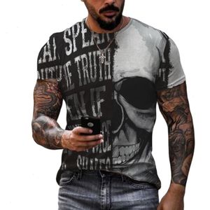 T-shirt polo da uomo modello teschio T-shirt horror O-collo Summer Fashion Top Boy