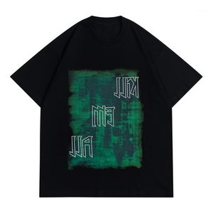 Erkek Tişörtler Hip Hop Sokak Giyim Harajuku T-Shirt Illusion Mektup Baskı Tshirt Erkekler 2022 Yaz Kısa Kollu Pamuk Gevşek Üstler Tees