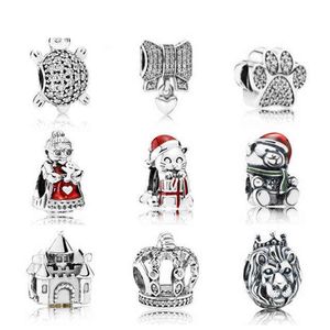 Nowy oryginalny 925 Srebrny wzór ludzie wyczyść CZ Lion Charm Beads Fit Bransoletka DIY Bransoletka Hurtowa AA220315