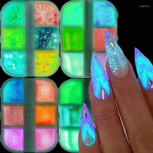 Nail Glitter Luminous Powder Neon Hexagonal Fluorescent Flakes Glow In The Dark Art Pigment Sequins Decoration Prud22