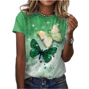 Herr t-shirts Creative Butterfly 3D Print Women's Summer Fashion Ladies O-Neck Kort ärm T-skjorta Girls Loose Tops Tees Clothingmen's