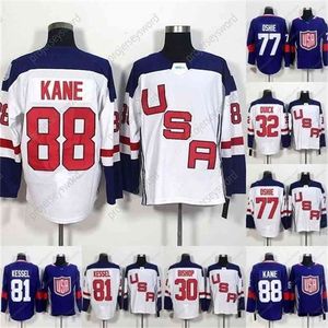 Cekob World Cup Blank Team USA Hockey Jerseys 32 Jonathan Quick 67 Max Pacioretty 77 TJ Oshie 81 Phil Kessel 88 Patrick Kane Hockey Jersey