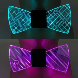 Bow Ties Acryl Light Up Tie Lumineuze LED mannen knipperende kostuum stropdas DJ Dance Glow Party Decoration Giftbow