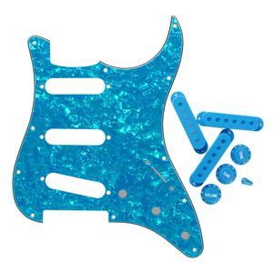 Set of Guitar Scratch Plate Pickguard SSS 11 Hole Pickup Covers Volume Tone Knobs Switch Tips